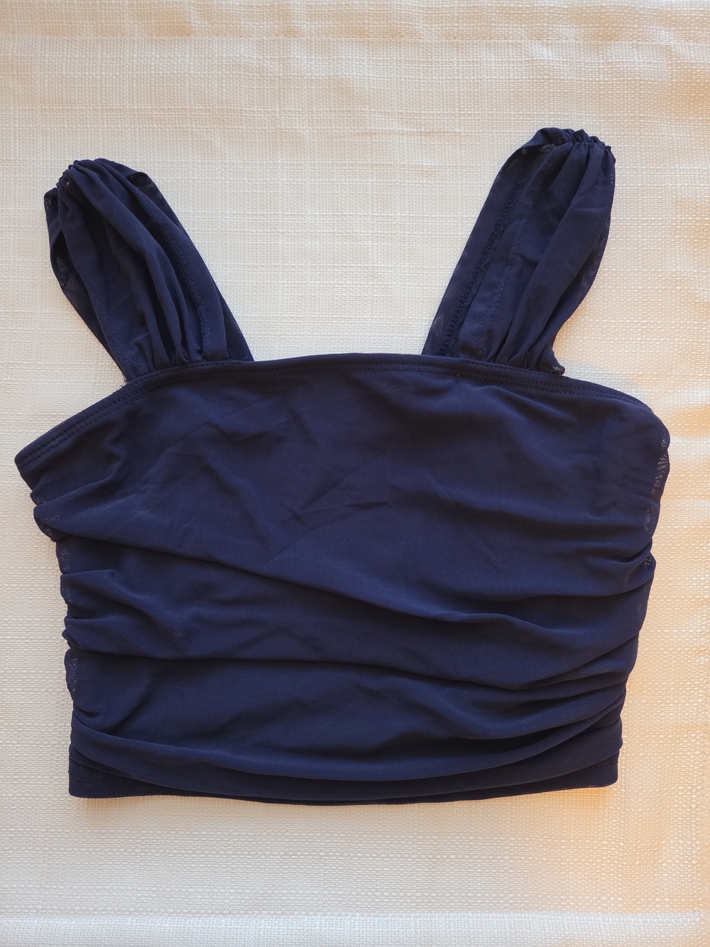 SHEIN Navy Ruched Square Neck Crop Tank